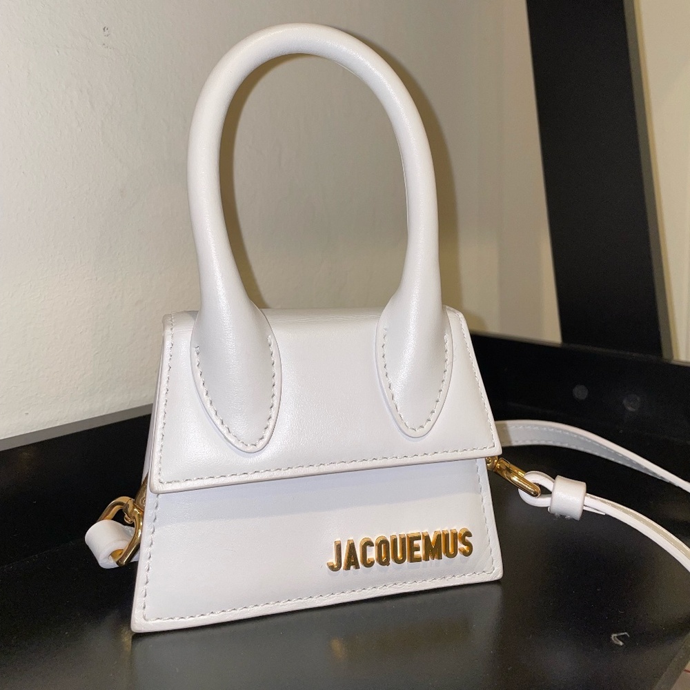 Jacquemus Le Chiquito Mini Bag Top Handle Leather, White-NWT + original dust bag